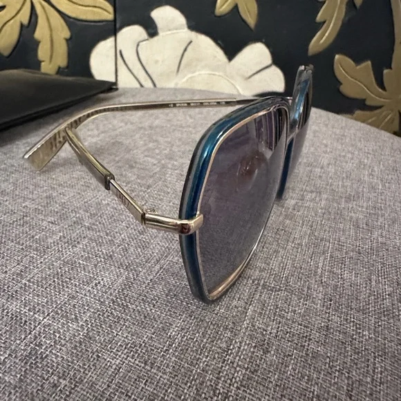 Furla Blue and Gold wire frame sunglasses Amazon.com: Sunglasses Furla SFU 235 Gold 300V : Clothing  main image 2